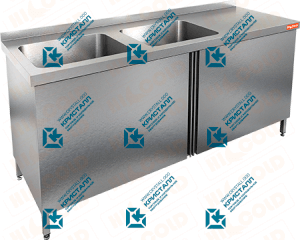 Стол нержавеющий с распашными дверцами и моечными ваннами  HICOLD  НСЗ2М-15/6БЛ