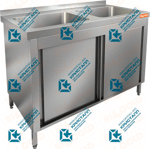 Стол производственный закрытый купе с моечными ваннами  HICOLD  НСЗК2М-12/7Б