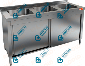 Стол производственный закрытый купе с моечными ваннами  HICOLD  НСЗК3М-16/7Б