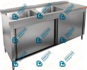 Стол производственный закрытый купе с моечными ваннами  HICOLD  НСЗК2М-18/7БЛ