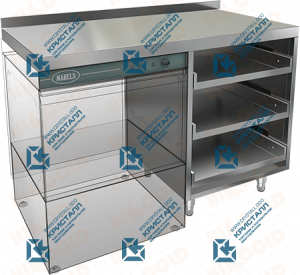 Стол для корзин с бокалами и крылом под посудомойку, с бортом  HICOLD  НБМКБКП-12/7БЛ