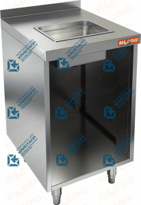 Стол закрытый с трех сторон с мойкой, с бортом  HICOLD  НБМСЗОМ-4/7Б