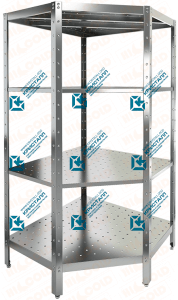 Стеллаж нержавеющий угловой перфорированный  HICOLD  НСКУВ-6/5 П