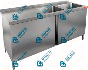 Стол производственный с распашными дверцами и моечной ванной  HICOLD  НСЗ2М-16/7БП