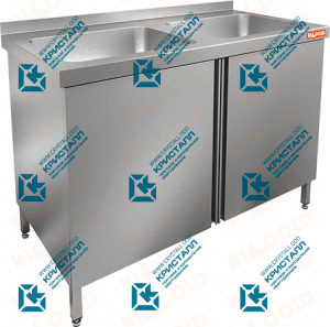 Стол производственный с распашными дверцами и моечной ванной  HICOLD  НСЗ2М-11/7Б