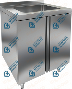 Стол закрытый с мойкой, с бортом  HICOLD  НБМСЗМ-7/7Б