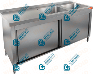 Стол производственный закрытый купе с моечными ваннами  HICOLD  НСЗК2М-17/7БП